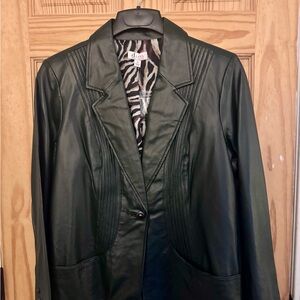 Denim&Co Women's Forest Green Leather Blazer